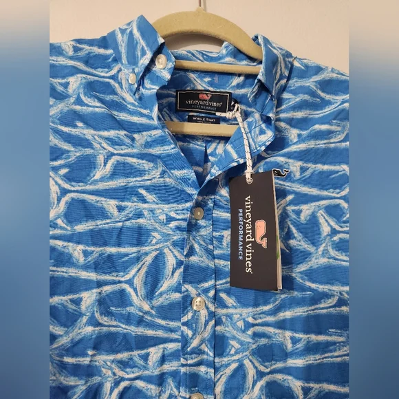 4 for $40 Vineyard Vines Blue Performance Shirt Youth 12-14 NWT - Picture 5 of 6